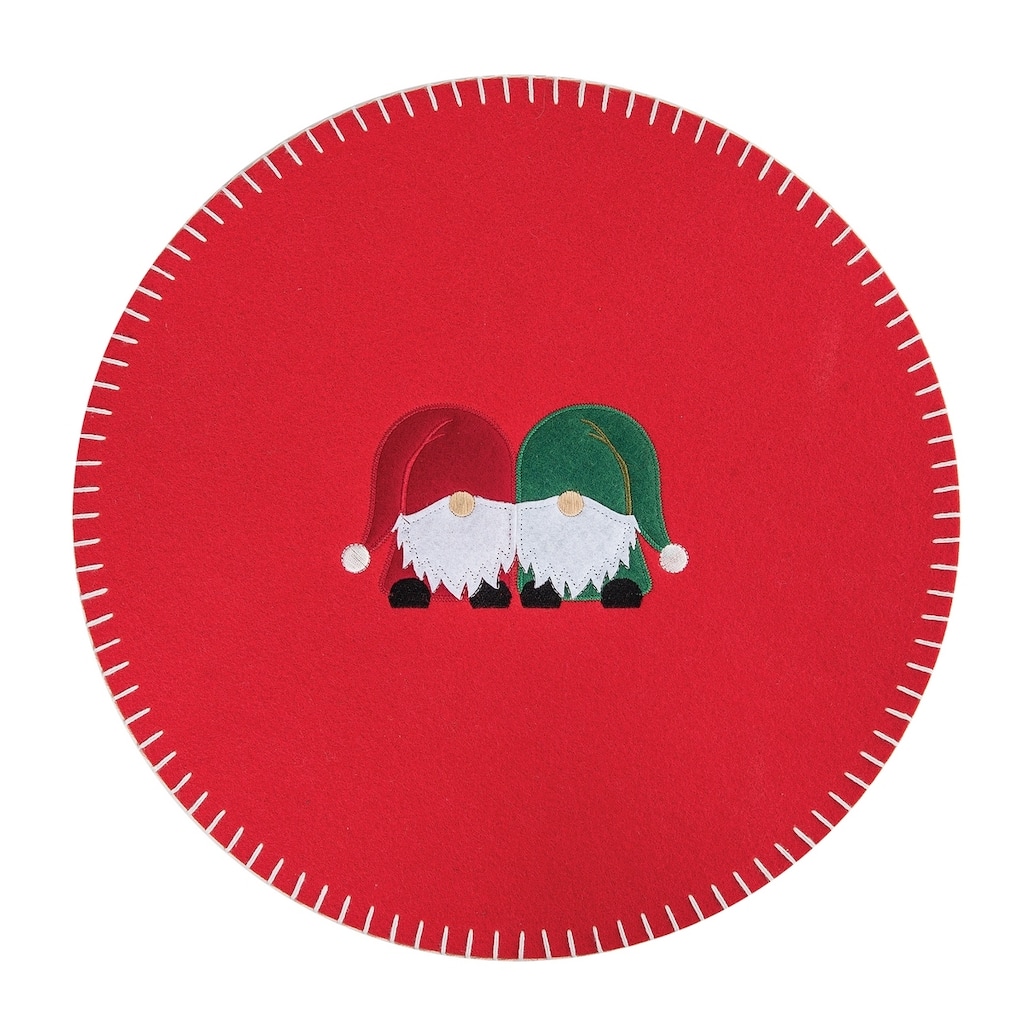 Naughty / Nice Gnome Felt Round Placemat Set of 6