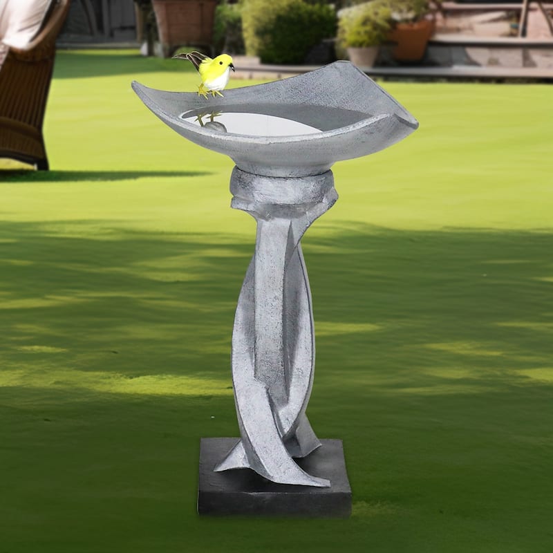 22.8" H Outdoor Concrete Bird Bath - Perfect for Adding Interest to Garden, Patio, Backyard, Porch and Deck