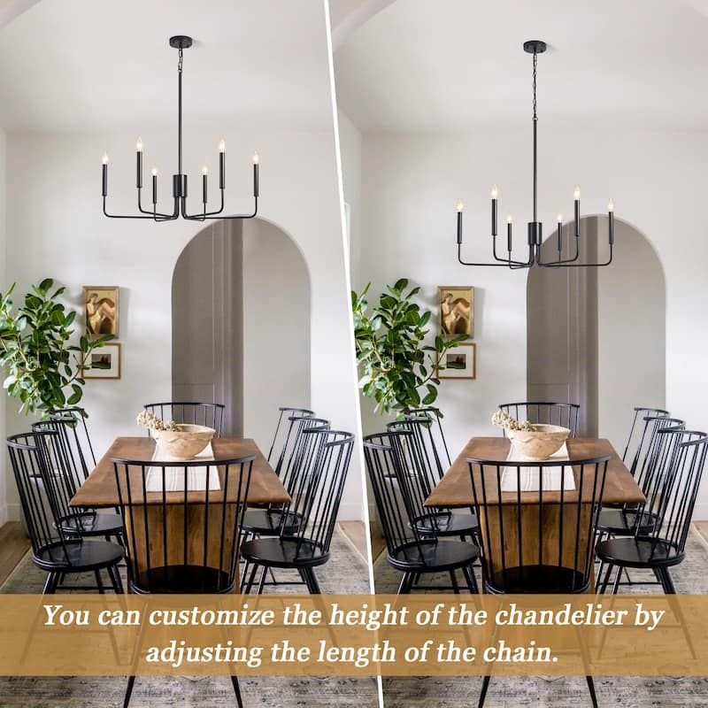 6-Light 29.52-inch Farmhouse Candle Chandelier for Foyer Kitchen Bedroom