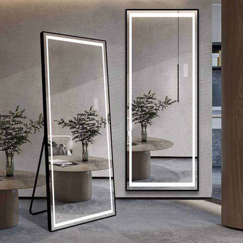 LED Full-Length Floor Mirror - Large, Lighted, Standing Full-Size Mirror - Clear - Clear