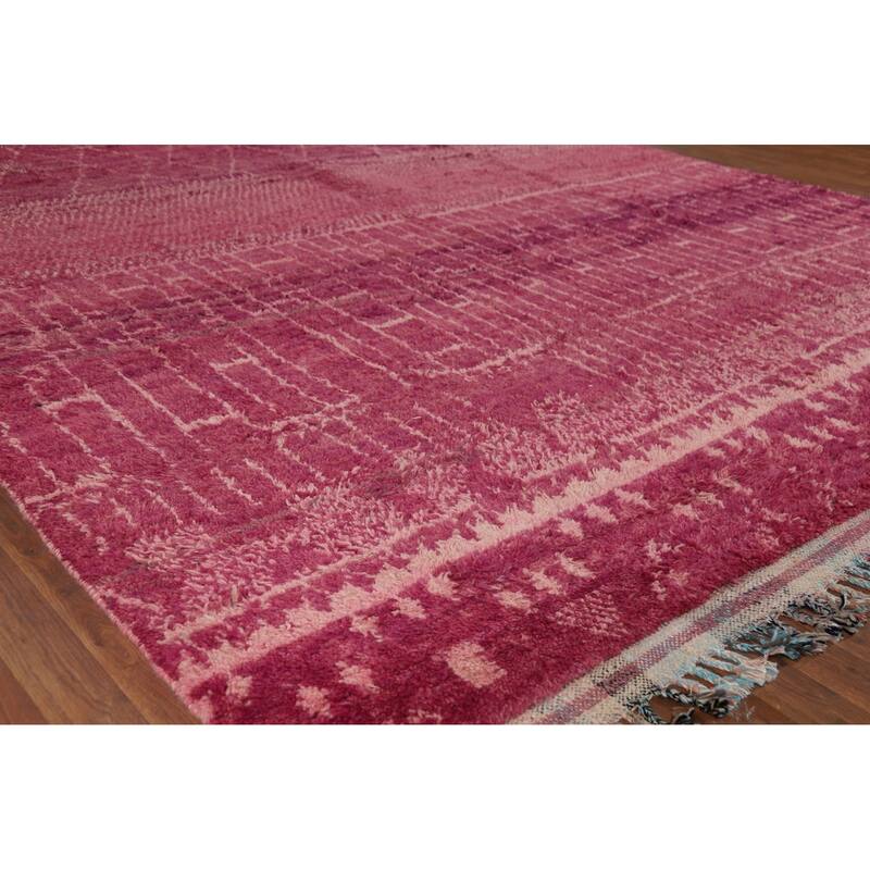 Plush Trellis Moroccan Large Area Rug Handmade Wool Carpet - 9'6" x 14'7"
