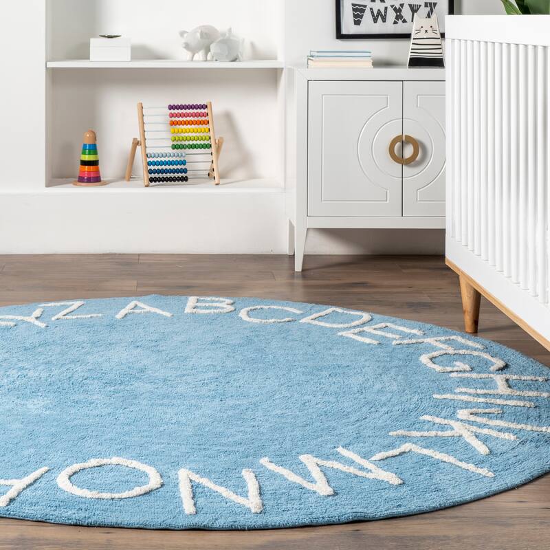 Nuloom Alphabet SpinClean Washable Round Rug