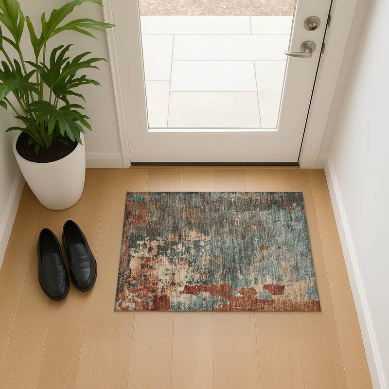 Premium Washable Super Soft Chic Abstract Mayfield Rug - Seafoam - 1'8" x 2'6"