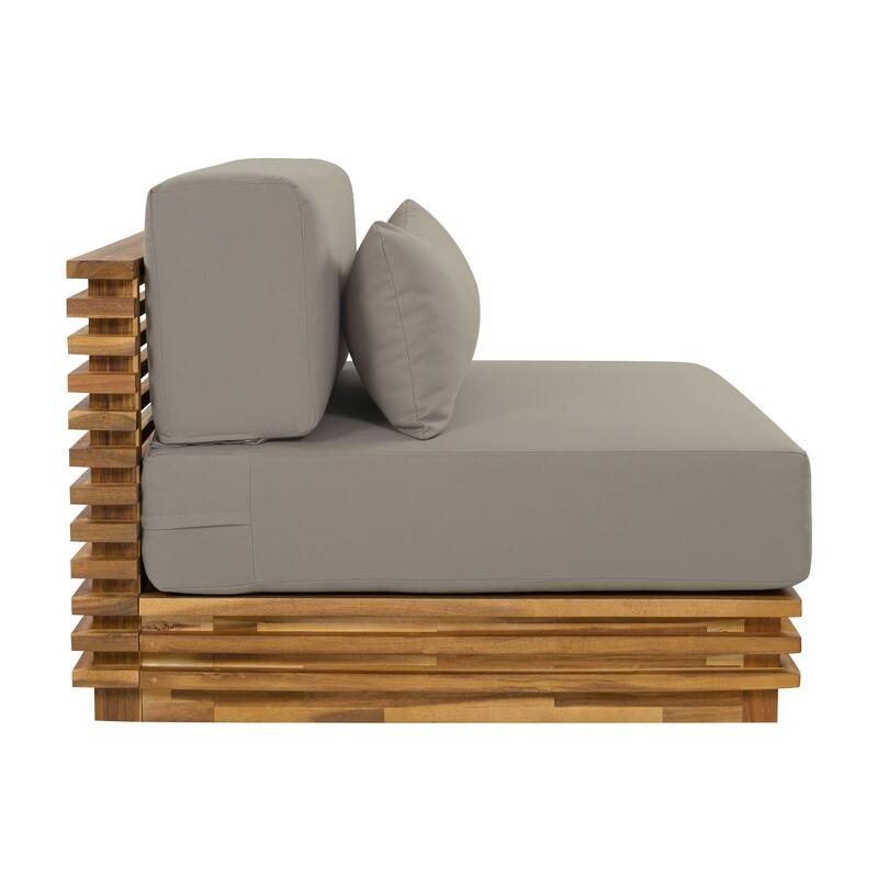 Christopher Knight Home - Outdoor 2-Piece Wood Conversation Set with Cushions and Side Table