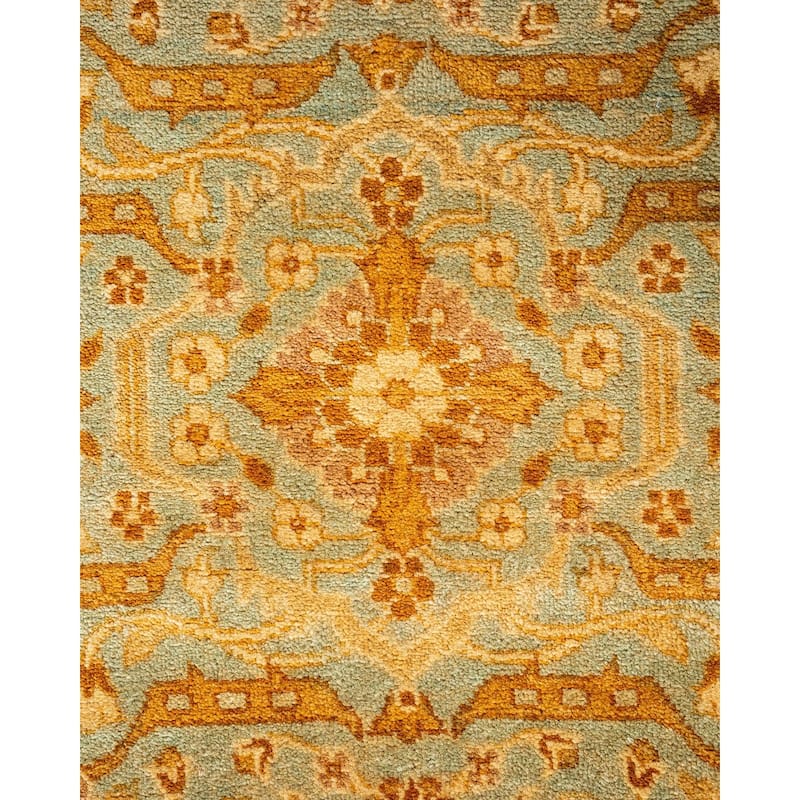 Overton Hand Knotted Wool Vintage Inspired Traditional Ottoman Blue Runner Rug - 2' 5" x 12' 5"