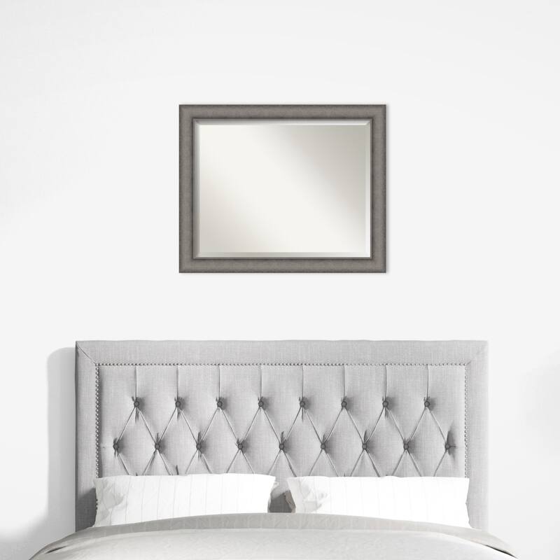 Burnished Concrete Beveled Wood Framed Wall Mirror - Burnished Concrete