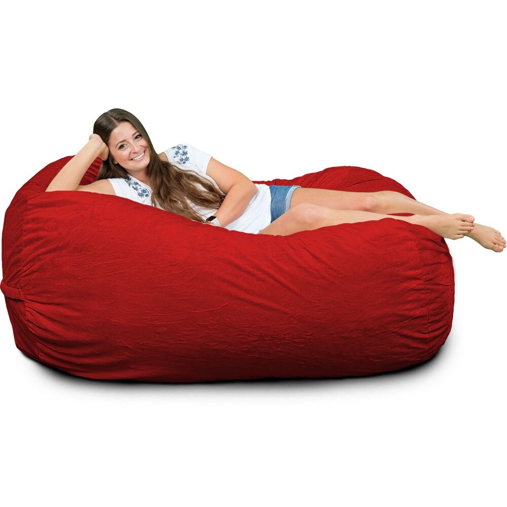 Ultimate Sack 5000: 5 Foot Bean Bag Chair Burgundy Suede