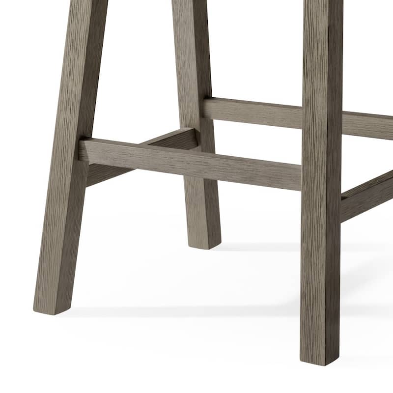 HomeRoots 27" Cool Gray Solid Wood Backless Counter Height Bar Chair
