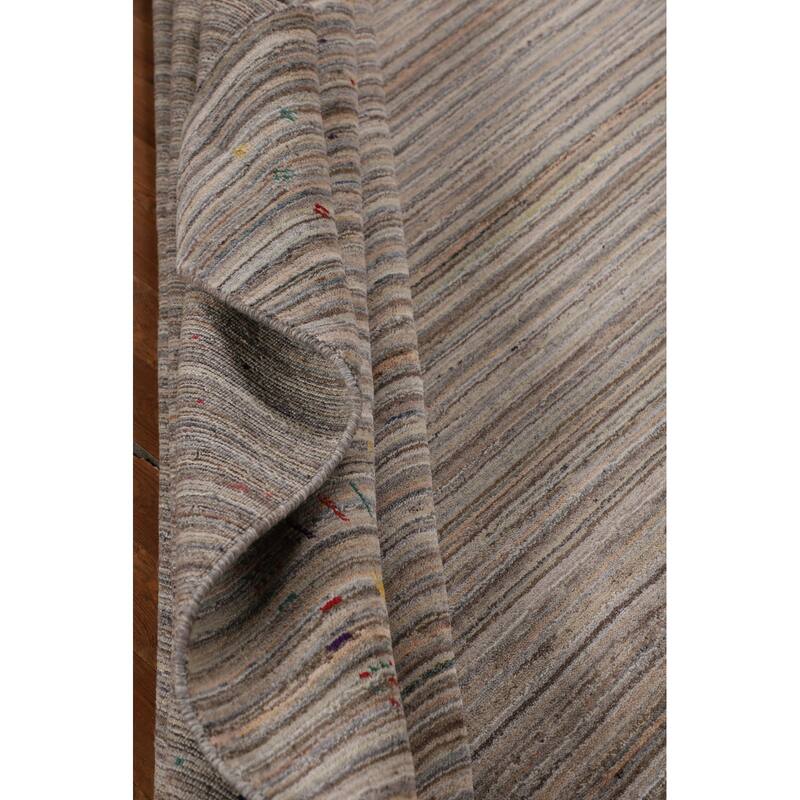 Earth Tone Gabbeh Indian Square Area Rug Hand-Knotted Wool Carpet - 8'2" X 7'11"