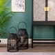 preview thumbnail 1 of 1, Bamboo 20" Lantern, Black 20"H - 12.25" x 12.25" x 20.0" Black - 12.25" x 12.25" x 20.0"
