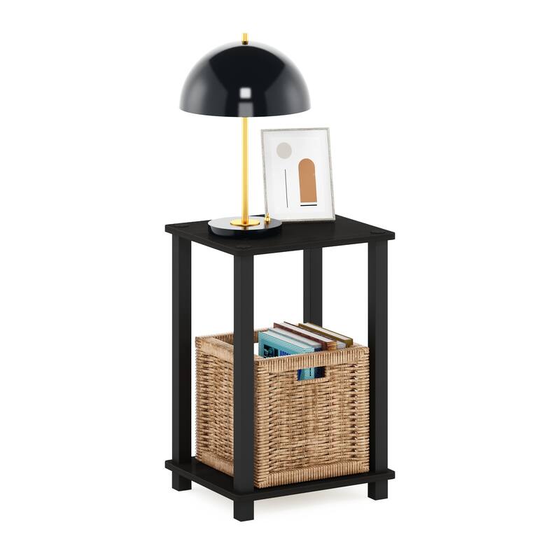 Furinno Simplistic Compact Bedside Table, Nightstand, Black Espresso/Black