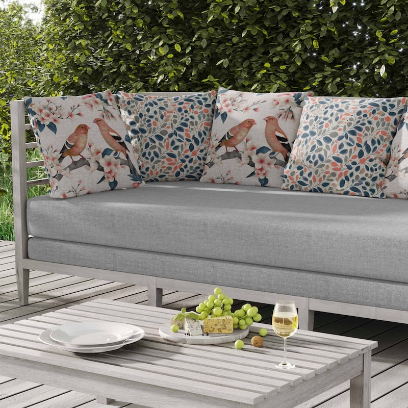 Goldfinch Haven Indoor/Outdoor Reversible Throw Pillow White and Pink