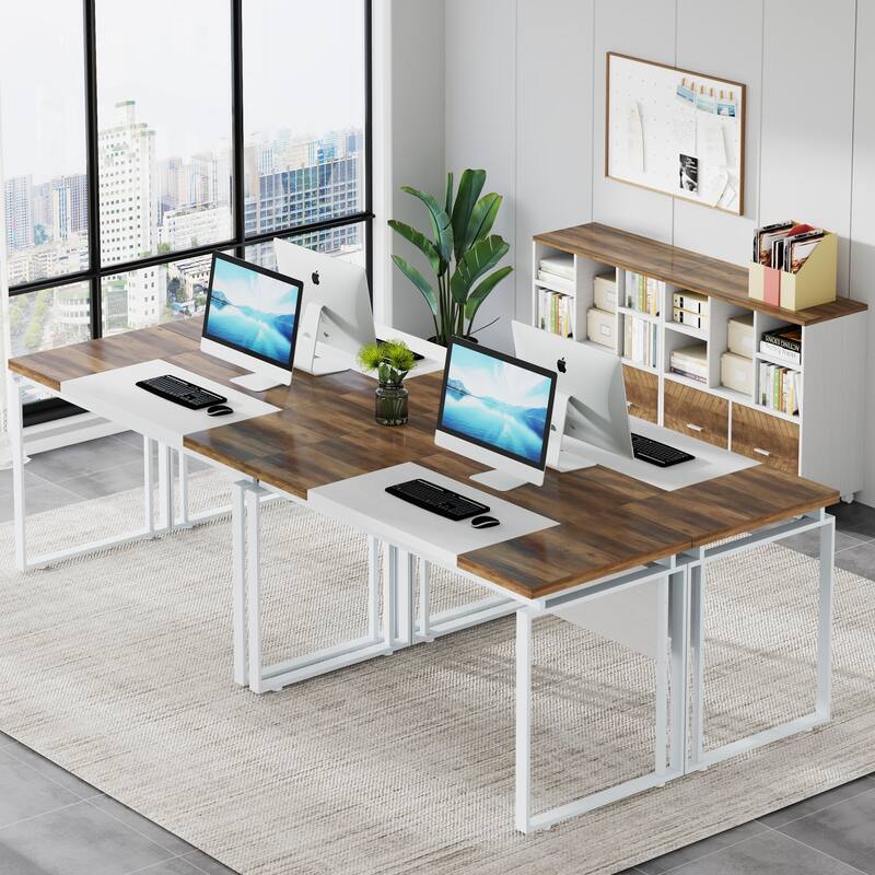 63" L-Shaped Executive Desk with Reversible File Cabinet Office Desk with Storage Drawers