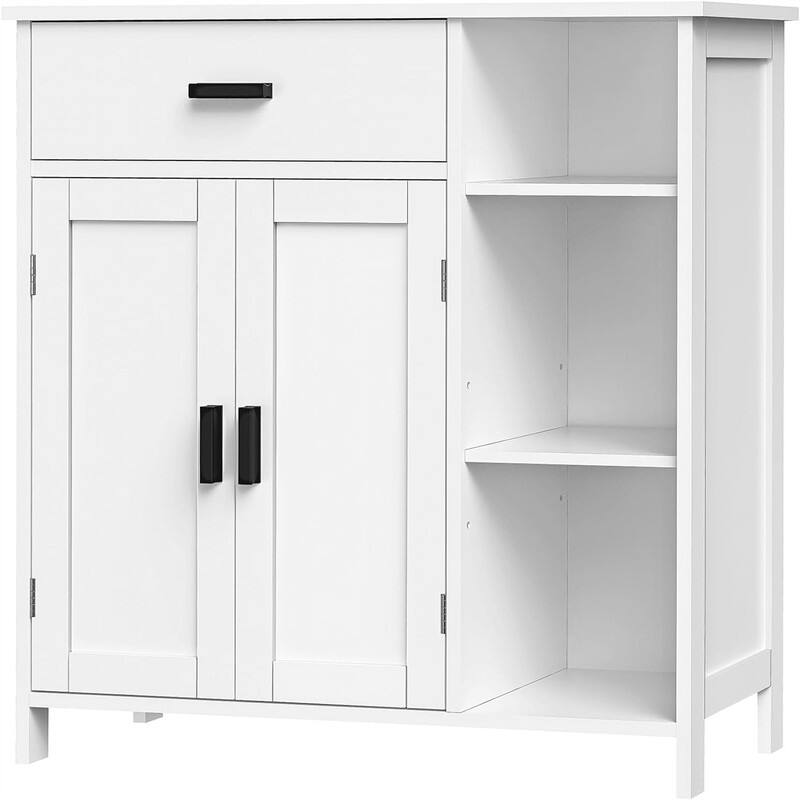 Floor Storage Cabinet with Doors and Shelves - 11.8"D x 29.5"W x 31.6"H - White - 11.8"D x 29.5"W x 31.6"H