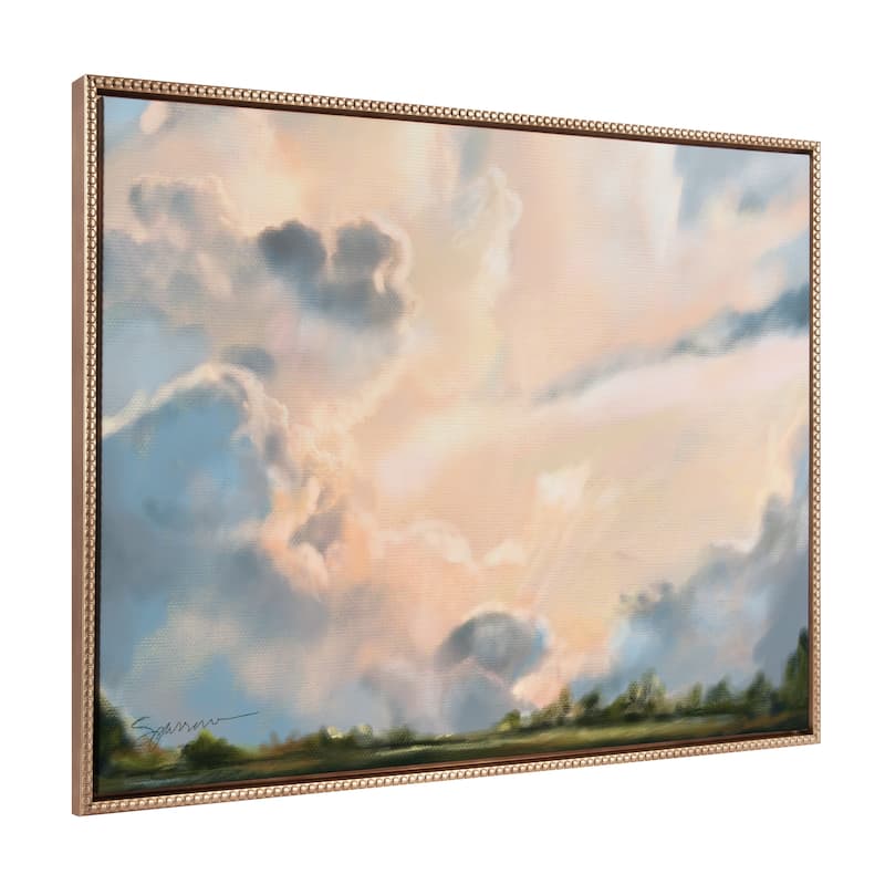 Kate and Laurel Sylvie Beaded Clouds Framed Canvas by Mary Sparrow