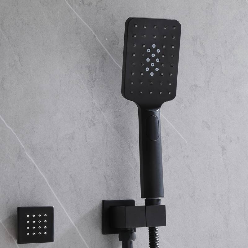 Wall Mount Shower Faucet with Body Jets Brass 3-Setting Spray Complete Shower System with Pressure Balance Valve