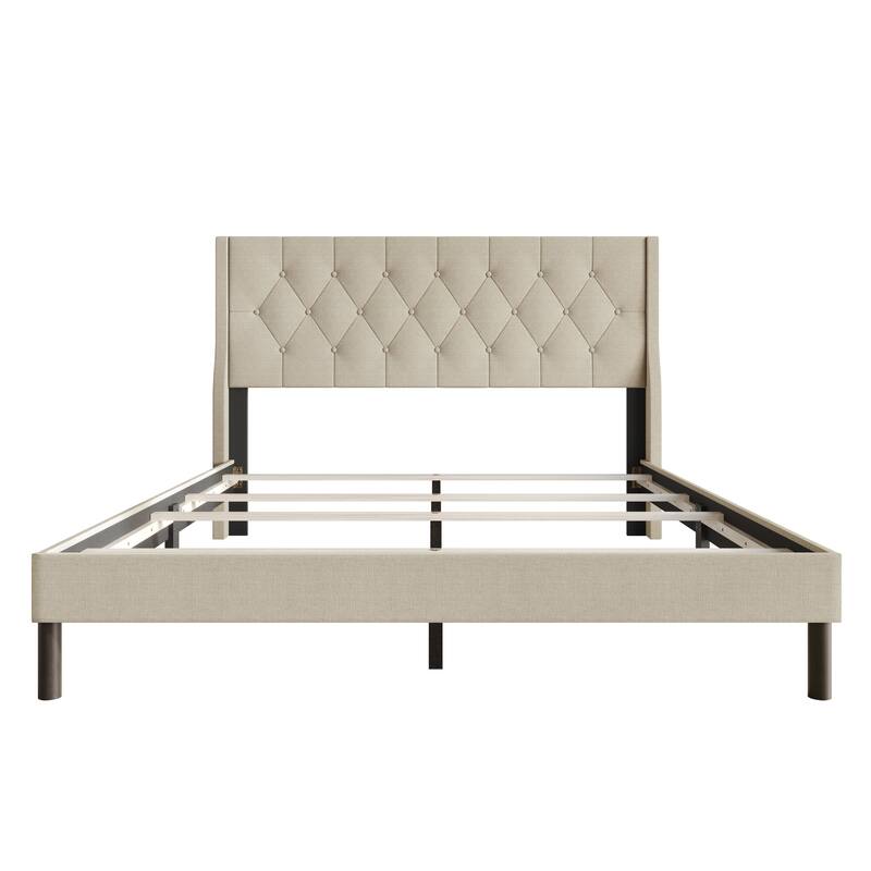Oregon Twin Button-Tufted Upholstered Wingback Panel Bed