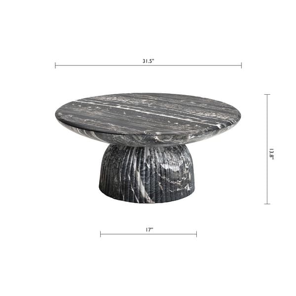 dimension image slide 1 of 4, Studio London Maddox Single Round Coffee Table Stone Marble Effect