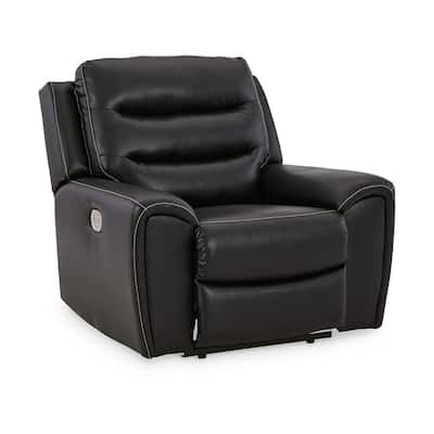 Erine Power Recliner Chair, Adjustable Headrest, Black Faux Leather