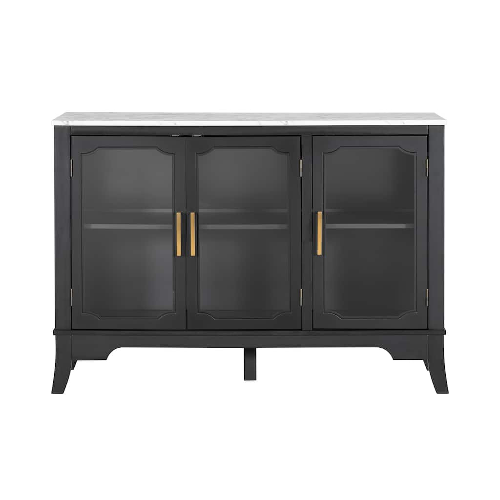 Storage Cabinet with 3 Glass Doors, Wooden Entryway Accent Cabinet, Buffet Cabinet with Adjustable Shelves for Living Room