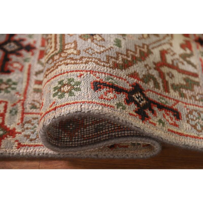 Hand Knotted Oriental 100% Wool Carpet Traditional Medallion Greys & Charcoal Heriz (serapi) Area Rug - 3' 0'' X 2' 0''