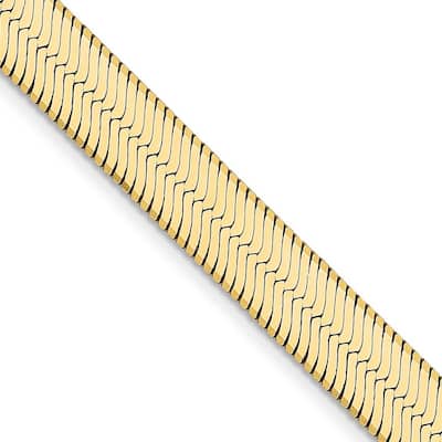 Curata 14k Yellow Gold Solid Polished 6.5mm Silky Herringbone Chain Bracelet Lobster Claw