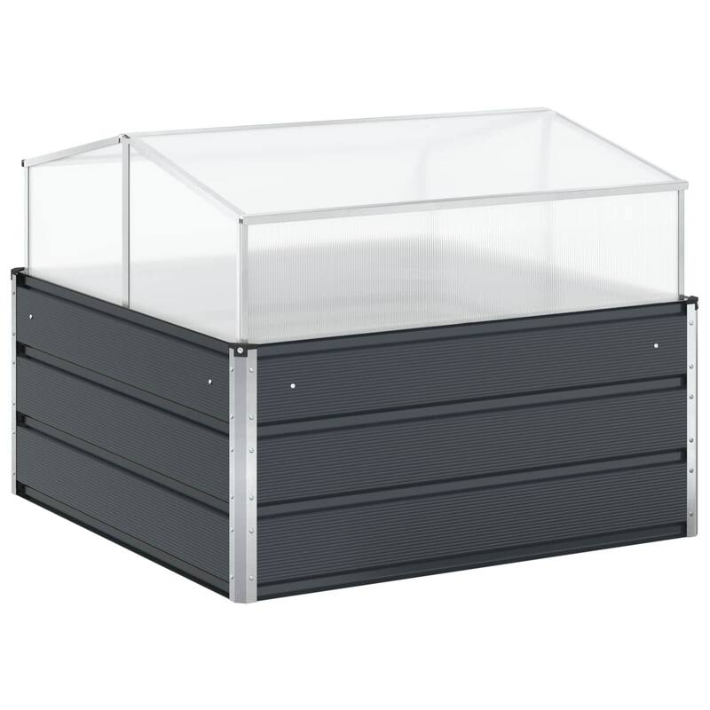 vidaXL Planter 39.37 x 39.37 x 30.31 in Galvanised Steel - 39.37 x 39.37 x 30.31