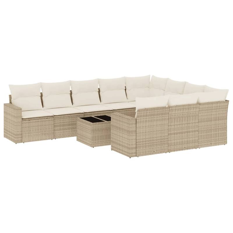vidaXL Patio Sofa Set with Cushions Outdoor Conversation Furniture Poly Rattan