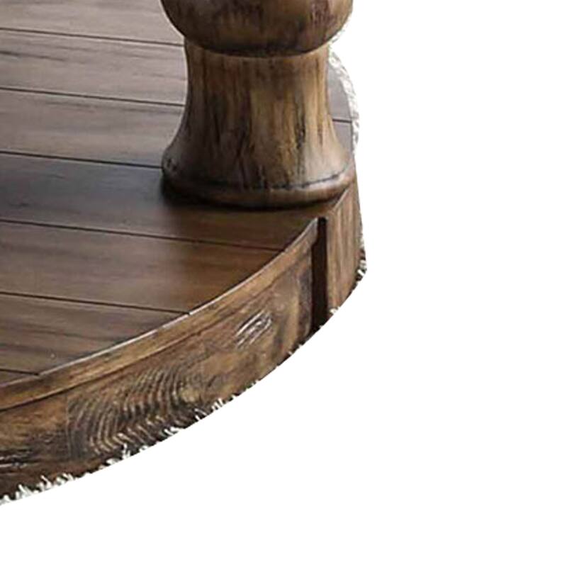 Cushioned Top Wooden Coffee Table with Bottom Shelf, Brown and Beige