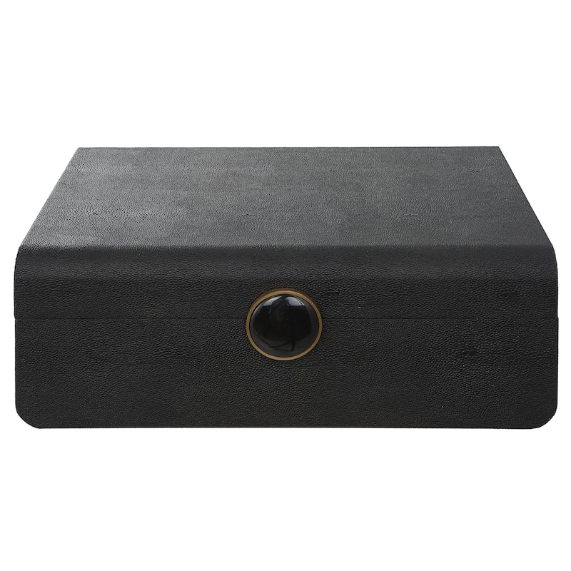Uttermost Lalique Black Shagreen Box - 12.875 W x 4.5 H x 9 D (inches) - Black Shagreen