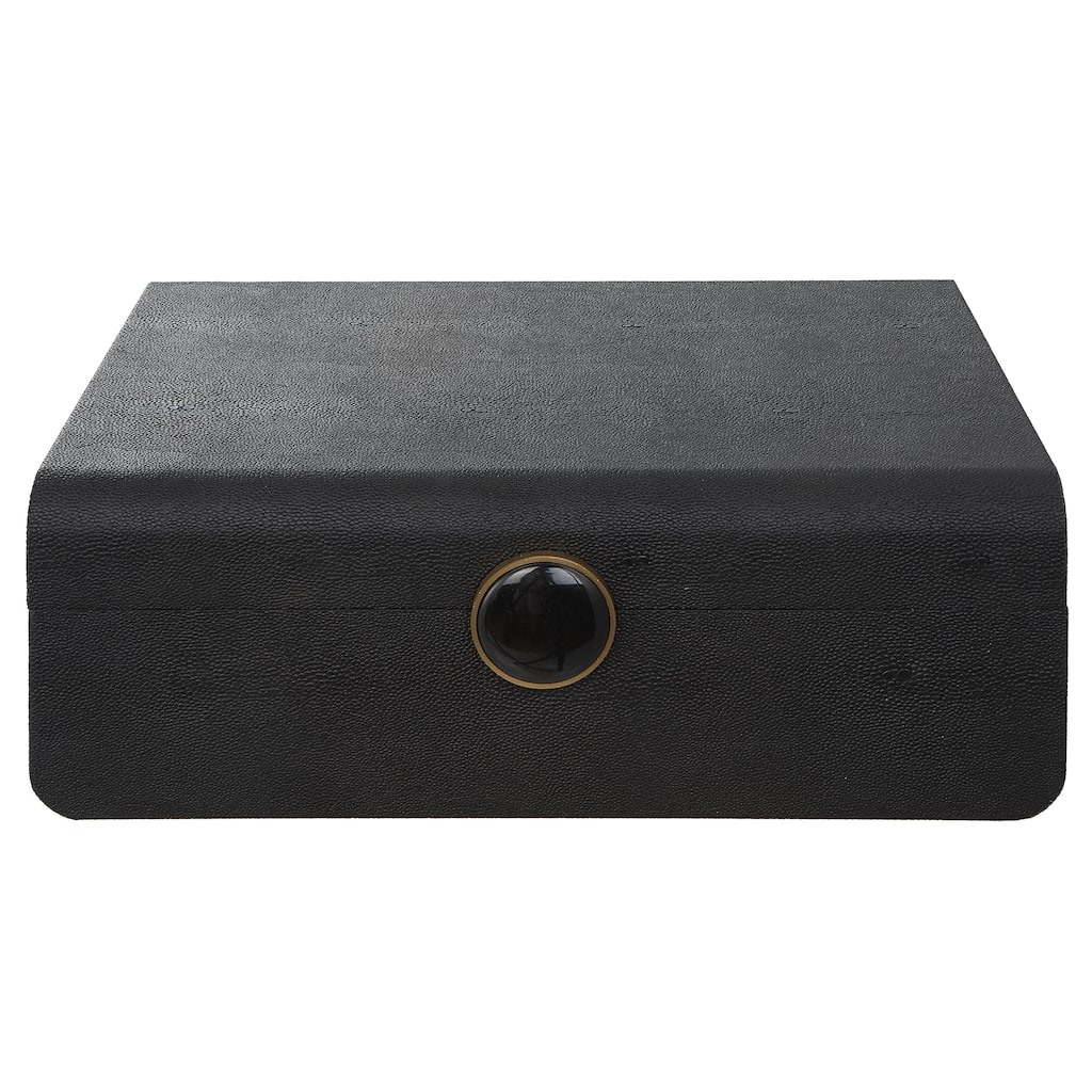 Uttermost Lalique Black Shagreen Box - 12.875 W x 4.5 H x 9 D (inches)