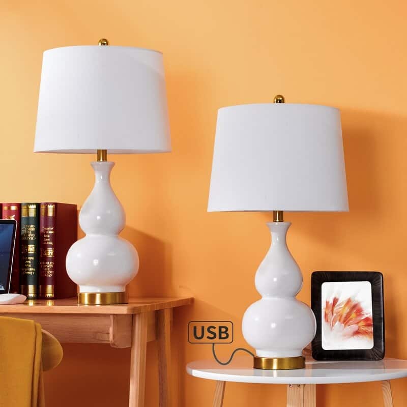 26.75" Table Lamp Set with USB (Set of 2)