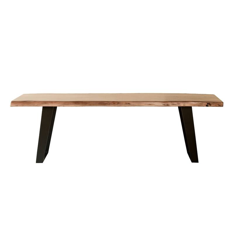 HomeRoots 54" Brown And Black Solid Wood And Iron Coffee Table