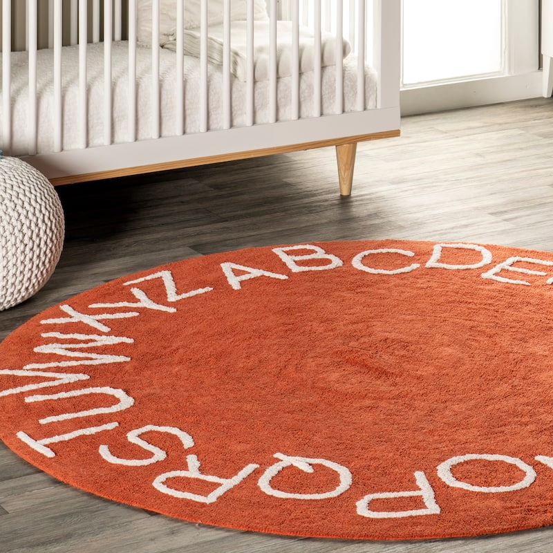 Nuloom Alphabet SpinClean Washable Round Rug
