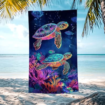 Sea Turtle Dolphin Large Beach Towel Quick Dry Absorbent 30"x60"/35"x70"