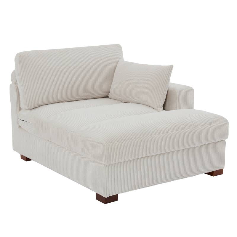 Oversize Corduroy Chaise Lounge Modular Sectional Sofa with Pillow