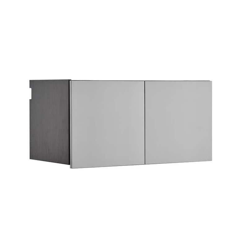 Asti Garage Wall Storage Cabinet, 32 Inch, 2 Wide Doors, Gray Metallic
