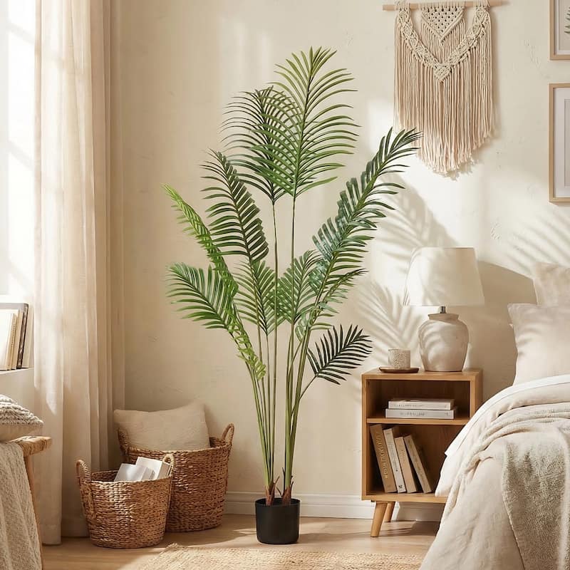 Artificial Plant Fake Tropical Palm Tree Potted - Black(DIY Pot) - 5.3FT