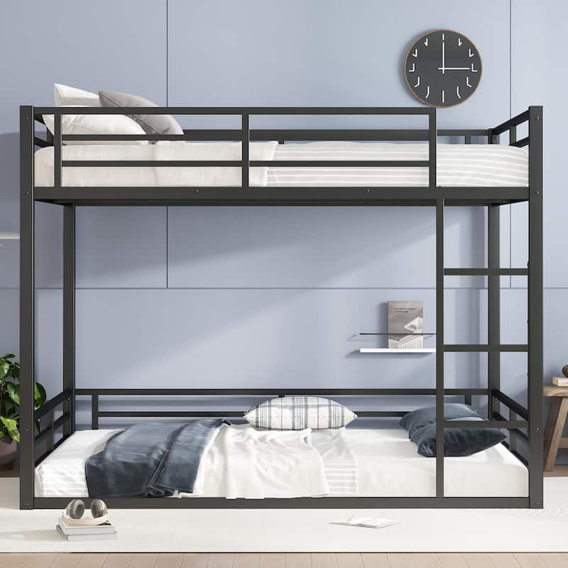 Full/Twin XL/Queen Metal Bunk Bed for Kids/Teens/Adults - Heavy Duty Noise Reduced Frame with Safety Rails