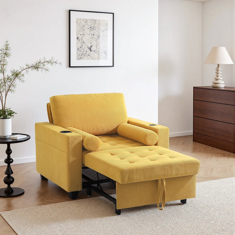 Corduroy Convertible Chair 3 in 1 Sleeper Sofa Chair Bed