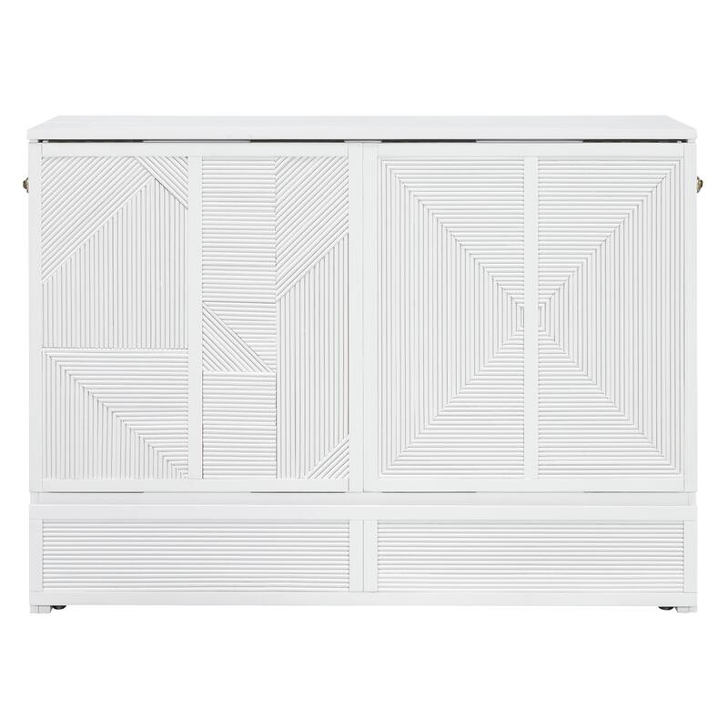 Full Size Murphy Bed with Large Storage Drawer, USB Ports, and Smooth Rolling Wheels for Easy Setup and Space Saving