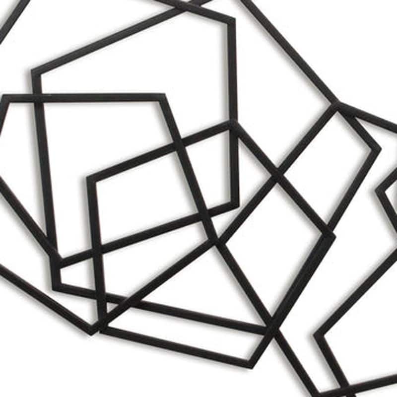 HomeRoots 24" X 48" Black Geometric Metal Abstract Hanging Dimensional Sculpture