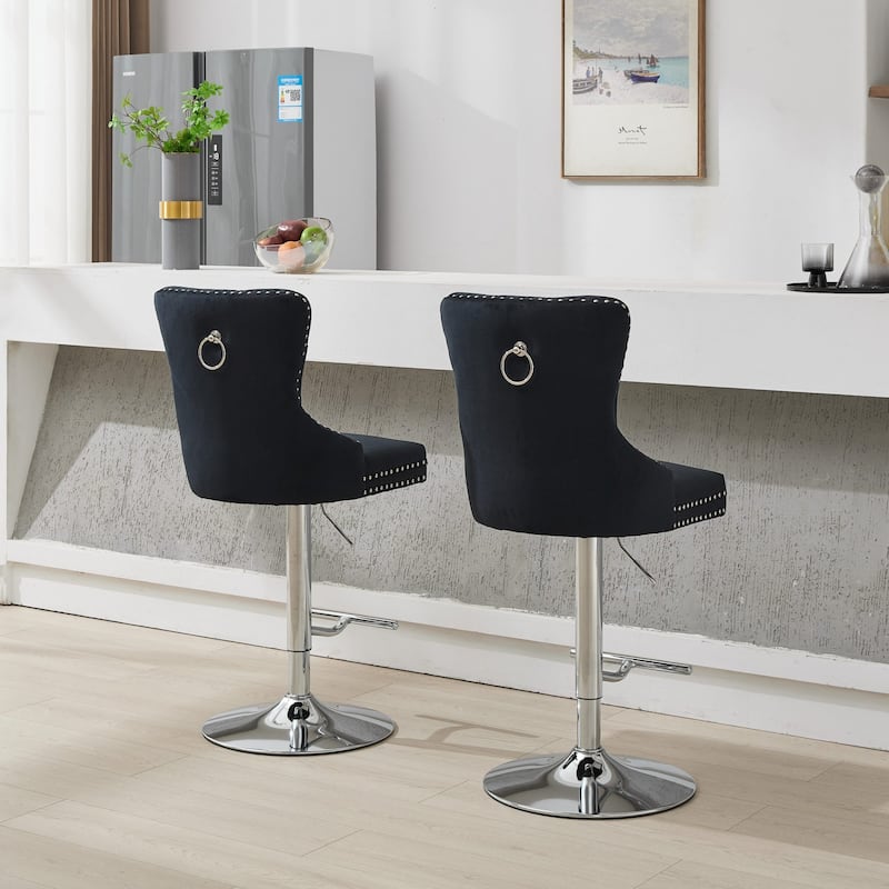 Upholstered Swivel Barstools Side Chair Set of 2