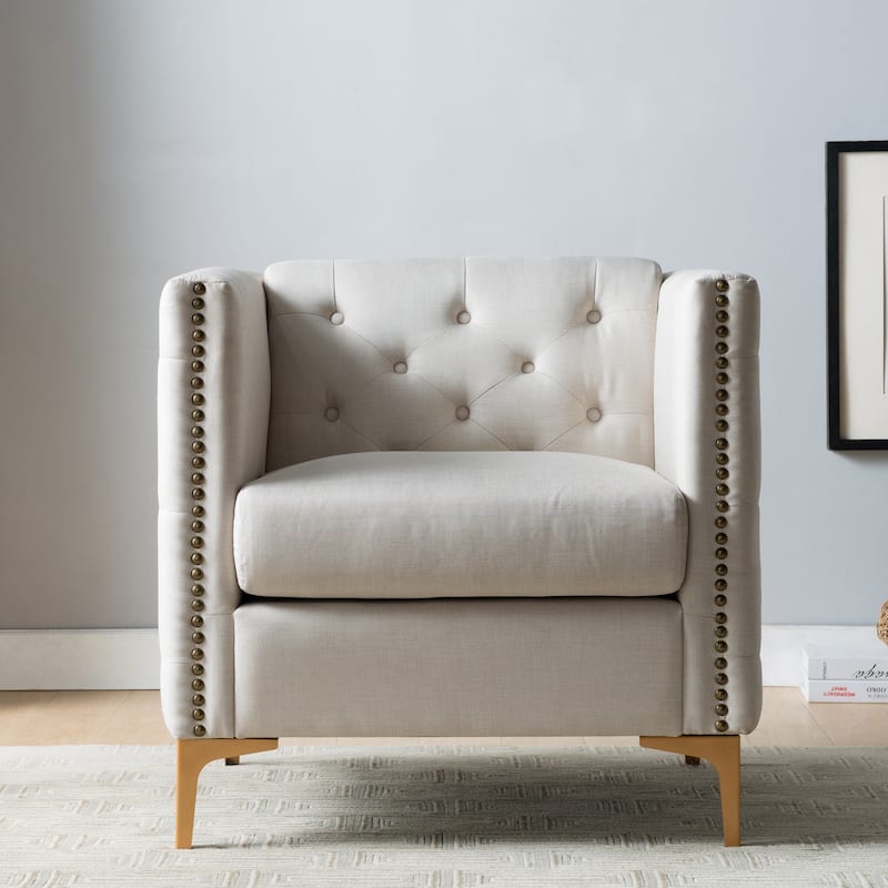 Batanovtsi Transitional Tufted Nailhead Trim Accent Chair by Copper Grove