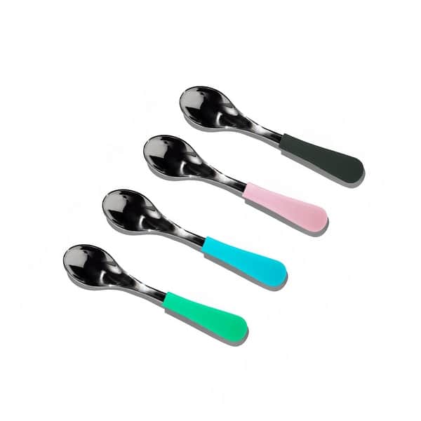 slide 2 of 4, Baby Spoons Regular Scoop Stainless Steel & Silicone - 4-Pack 4-Pack - Stainless Steel