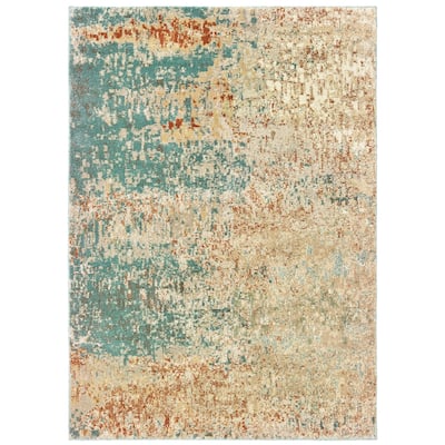 Style Haven Jelsa Distressed Abstract Teal/ Orange Area Rug