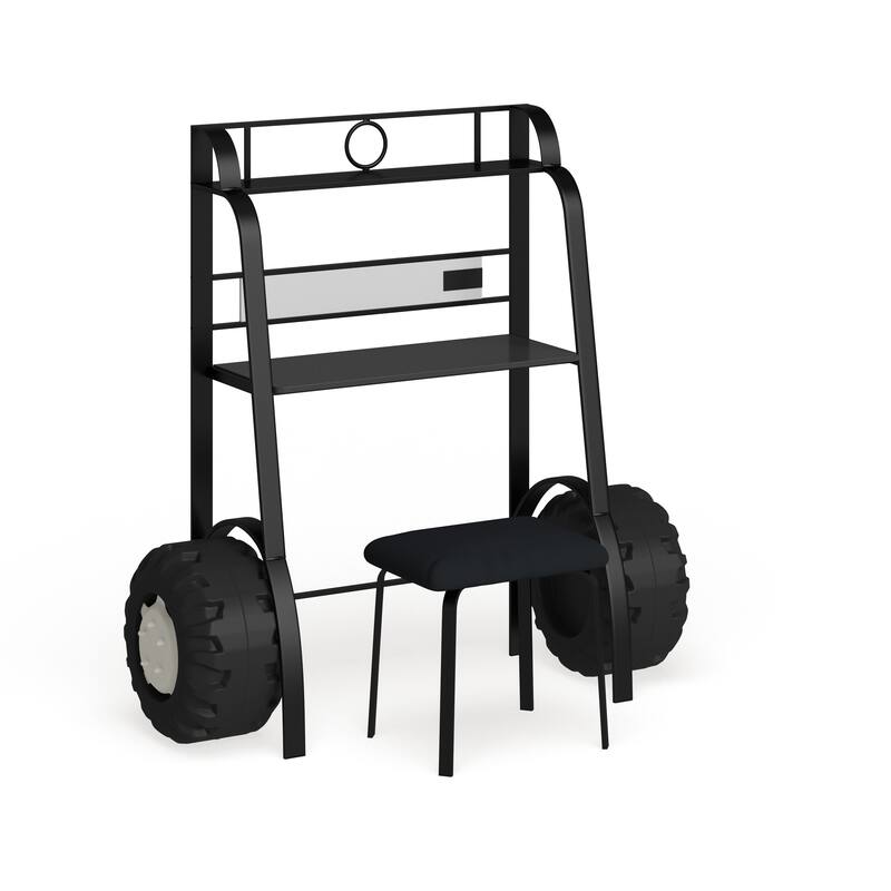 Siln Contemporary Black Metal 2-piece Racing Writing Desk Set with USB Ports by Furniture of America
