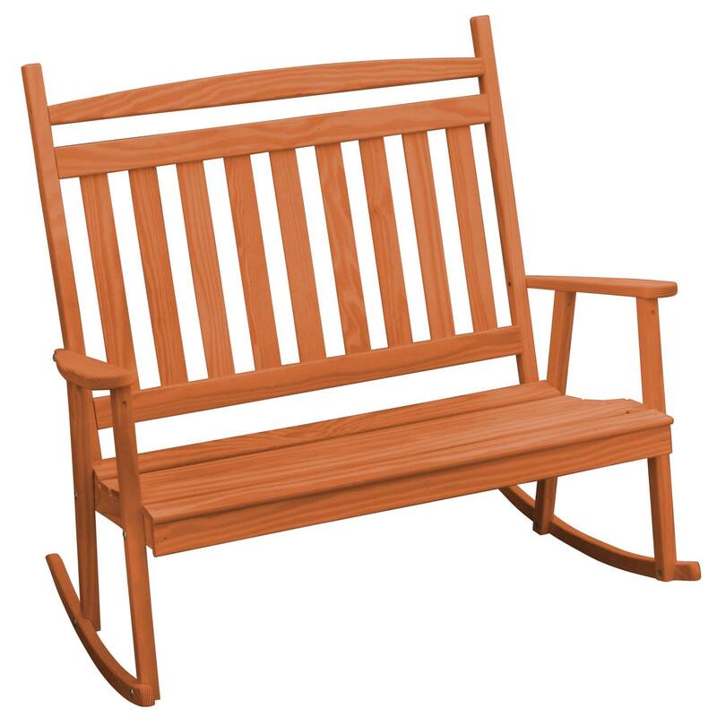 Pine Double Classic Porch Rocker - Redwood Stain