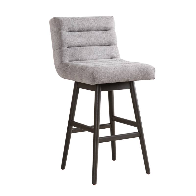 Elias Modern Swivel Bar Stool, Upholstered Counter Stool with Solid Wood Frame