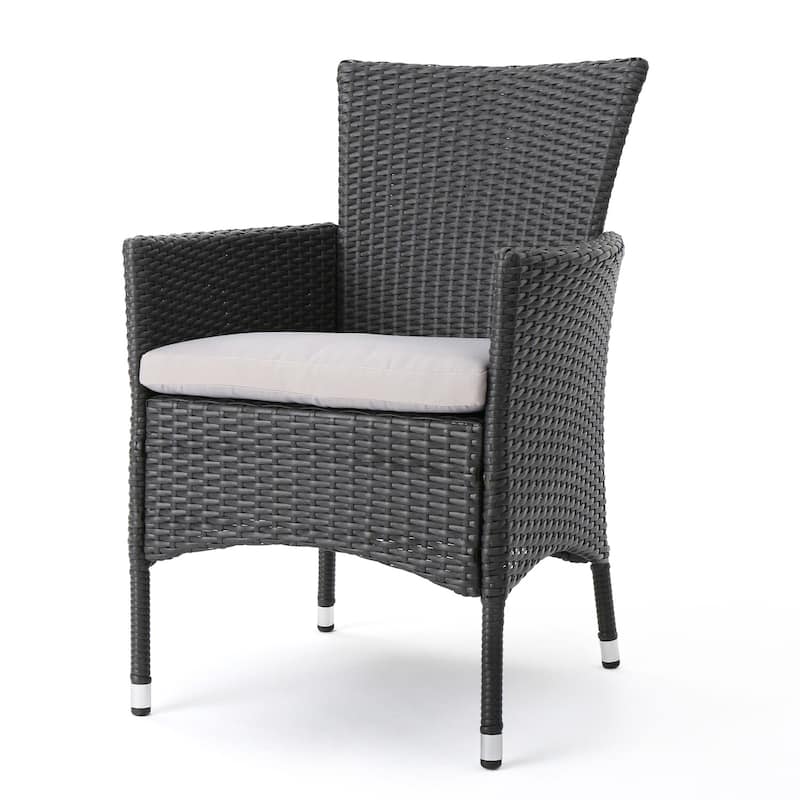 Gray/Beige Rattan Upholstered Metal Frame Dining Chair, Set of 2, Sturdy Dining Chair for Dining Rooms - 22.75
